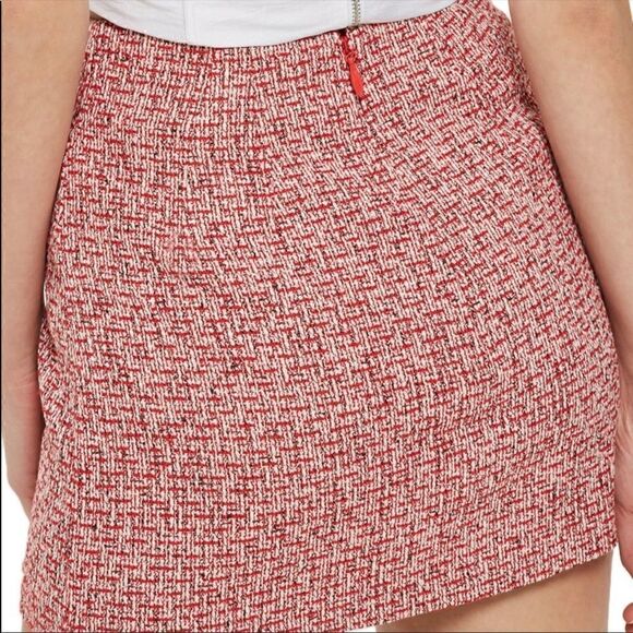 Topshop Boucle Asymmetrical Wrap Mini Skirt, NWOT, Red - Picture 4 of 4